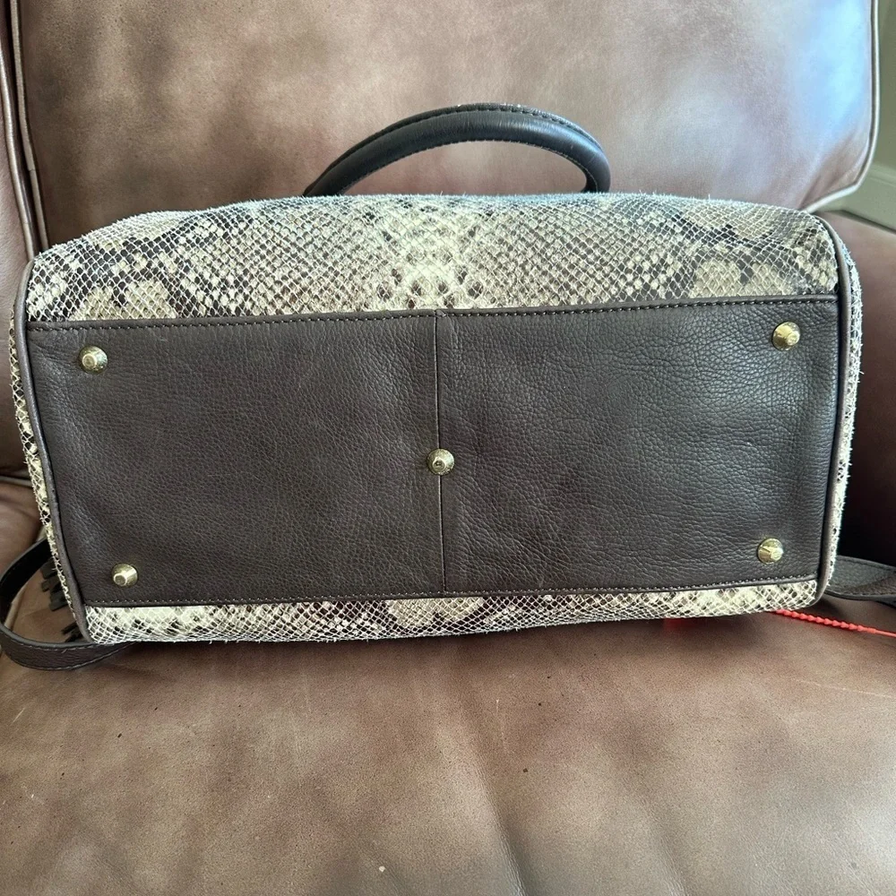 Cynthia Rowley Embossed Snake Boston Bag Fully Authenticated Gold Hardware EUC